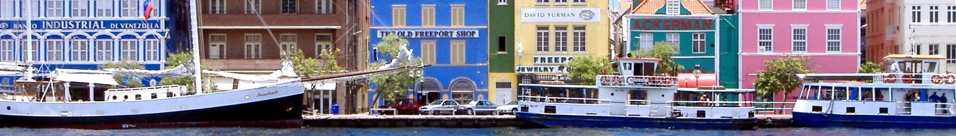 Tourist section of the Willemstad harbor in Curaçao; Curaç