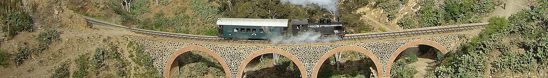 Eritrean Railway, showing mountainous terrain traversed between Arbaroba and Asmara. Български: Еритрейската ЖП линия е посроена през италианското…