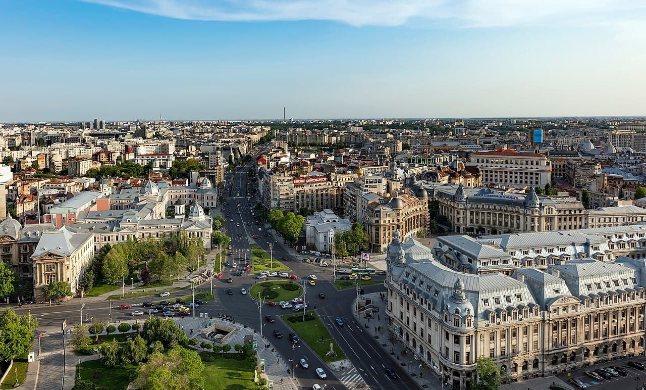 Iconic University Square, symbolizing Bucharest's historic and cultural center.