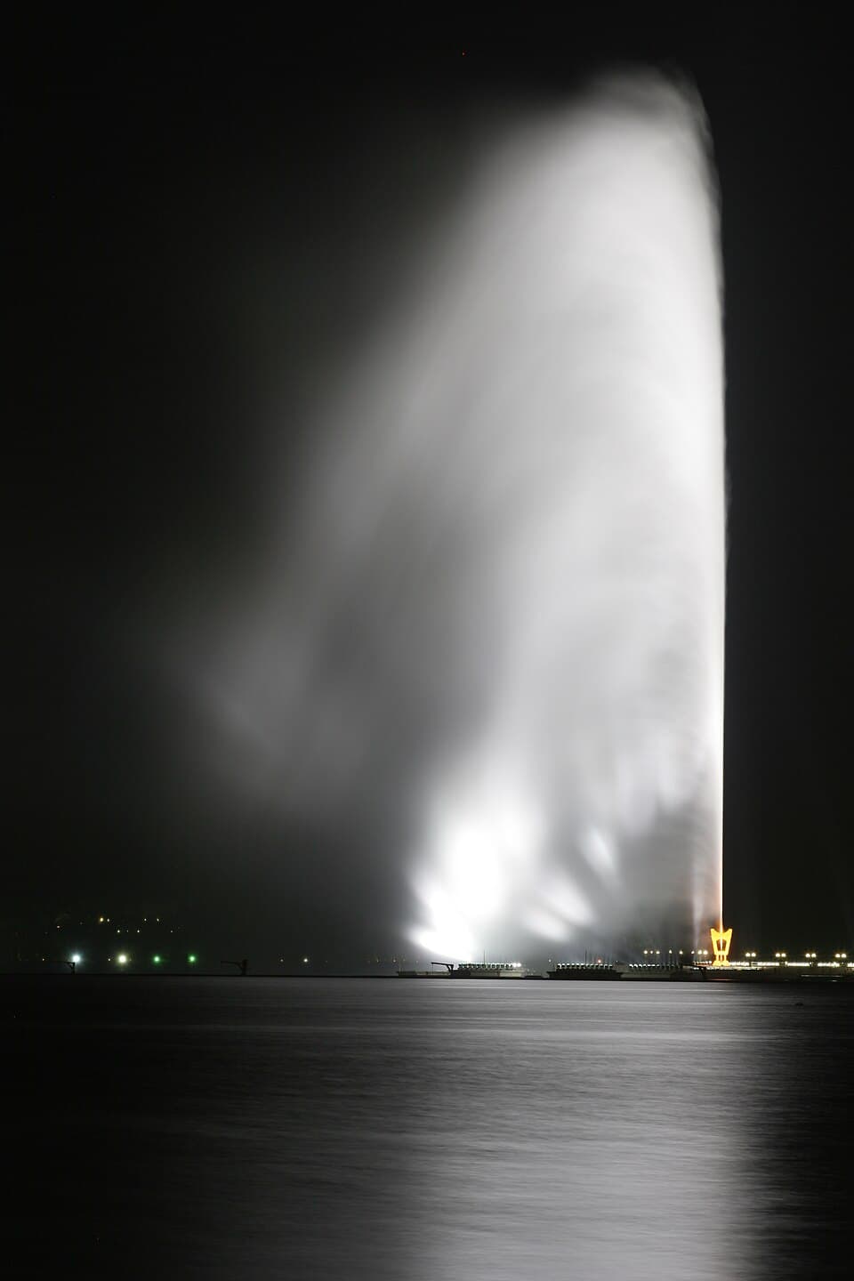 “King Fahd's Fountain in Jeddah is the tallest fountain in the world, with water achieving a maximum height of 312m. Each of the three massive pumps deliver…