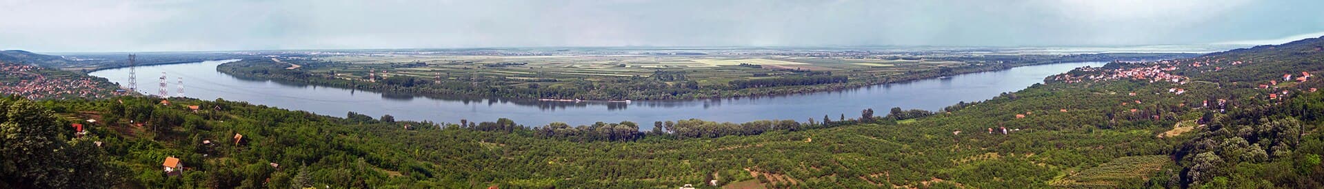 Panoramic image of Danube pictured in Ritopek, suburb of Belgrade, Serbia.